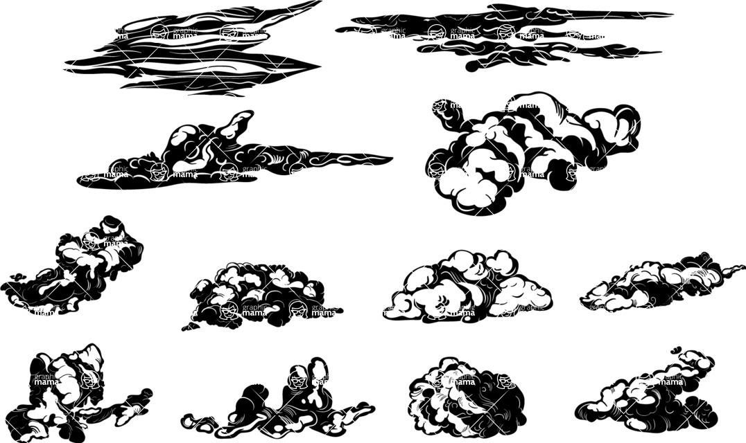 Vector silhouettes - Realistic Vector Cloud Silhouettes Set